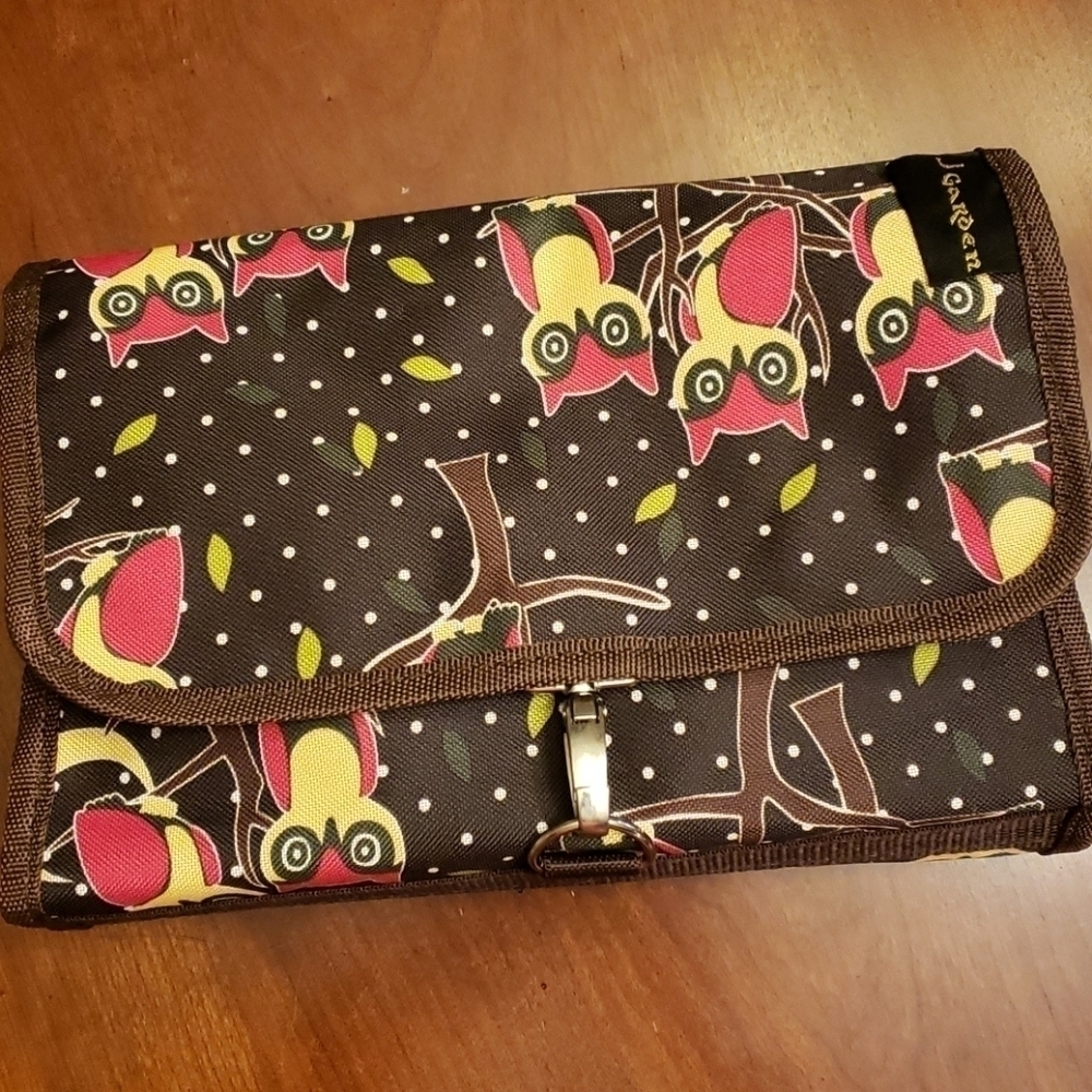 J Garden Make Up Travel Bag Brown Owl Design VGUC